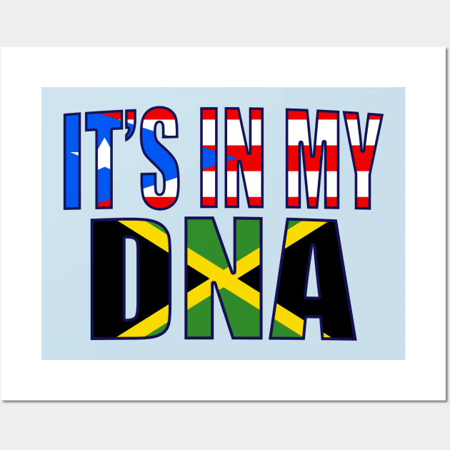 Puerto Rican And Jamaican Mix Flag DNA Heritage Gift Wall Art by Just Rep It!!